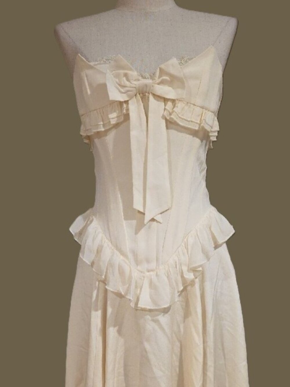 For Love & Lemons Strapless Cream Ruffle High-Low Dress - Picture 6 of 16